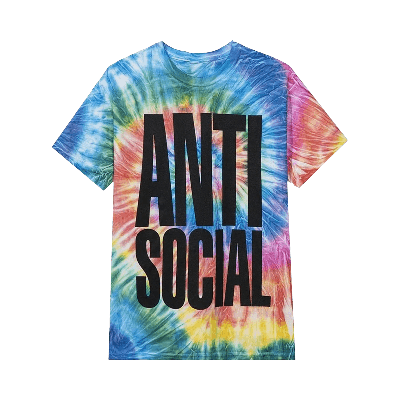 Pre-owned Anti Social Social Club Heatwave Tee 'rainbow Tie Dye' In Blue