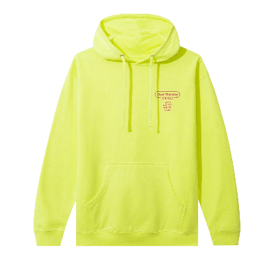 Pre-owned Anti Social Social Club Over Thinking 21 Hoodie 'neon Green'
