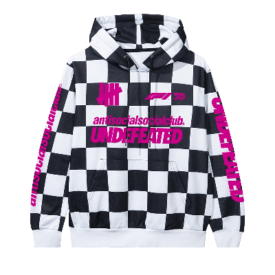 Pre-owned Anti Social Social Club X Undftd X F1 Hoodie 'checkered' In White