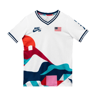 Pre-owned Nike Sb X Parra Usa Federation Kit Crew Jersey 'white/brave Blue'