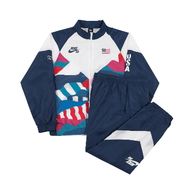 Pre-owned Nike Sb X Parra Usa Federation Kit Skate Tracksuit 'brave Blue/white'