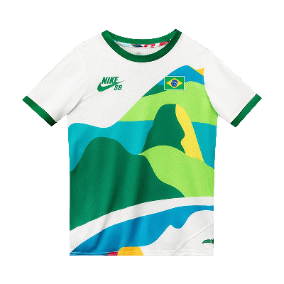 Pre-owned Nike Sb X Parra Brazil Federation Kit Crew Jersey 'white/clover'