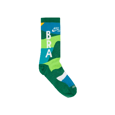 Pre-owned Nike Sb X Parra Brazil Federation Kit Socks 'white/clover' In Green