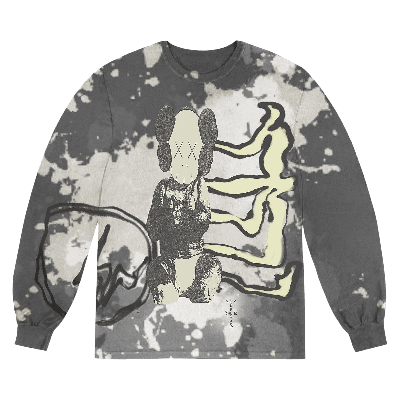 Pre-owned Cactus Jack By Travis Scott X Kaws For Fragment Long-sleeve Tee 'tie Dye' In Grey