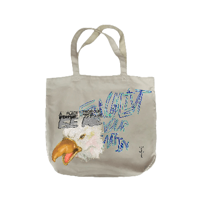 Pre-owned Cactus Jack By Travis Scott For Fragment Flames Tote 'white'