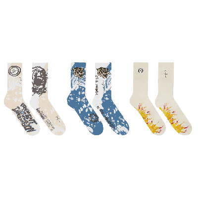 Pre-owned Cactus Jack By Travis Scott For Fragment 3 Pack Socks 'multicolor' In Multi-color