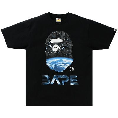 Pre-owned Bape Space Camo Ape Head Tee 'black'