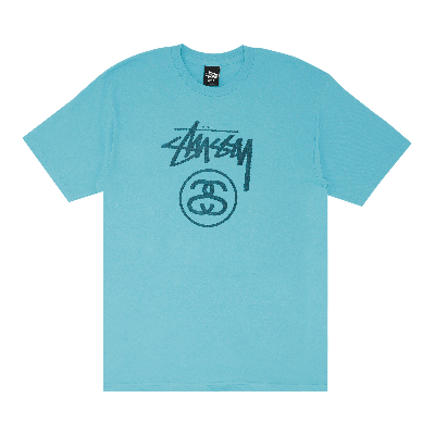 Pre-owned Stussy Stock Tone Logo Tee 'teal'