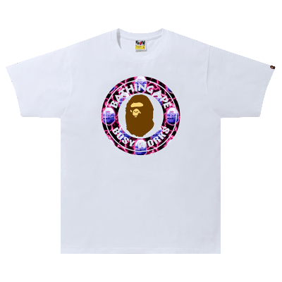 Pre-owned Bape Lightning Busy Works Tee 'white/black'