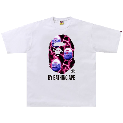 Pre-owned Bape Lightning By Bathing Relaxed Fit Tee 'white/black'