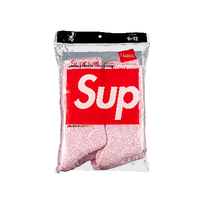 Pre-owned Supreme X Hanes Crew Socks (4 Pack) 'pink'