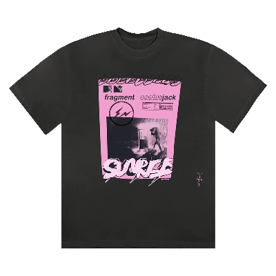 Pre-owned Cactus Jack By Travis Scott For Fragment Pink Sunrise Tee 'black'