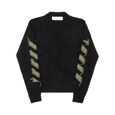 Pre-owned Off-white Reverse Arrow Diag Knit Crewneck 'black/green'