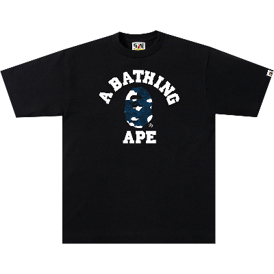 Pre-owned Bape Stripe Abc Camo College Tee 'black/navy'
