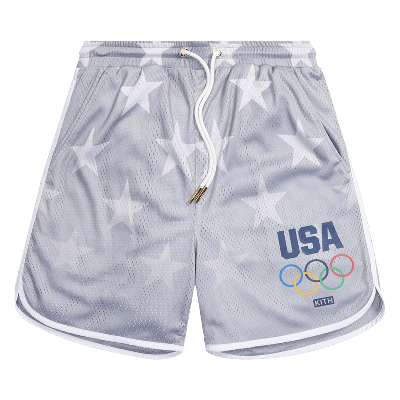 Pre-owned Kith For Team Usa Stars Jordan Mesh Short 'statue' In Grey