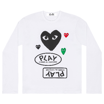 Pre-owned Comme Des Garçons Play Multi Logo Long-sleeve T-shirt 'white'