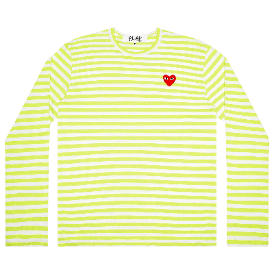 Pre-owned Comme Des Garçons Play Pastelle Striped Long-sleeve Shirt 'green'