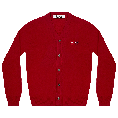 Pre-owned Comme Des Garçons Play Double Heart Cardigan 'red'