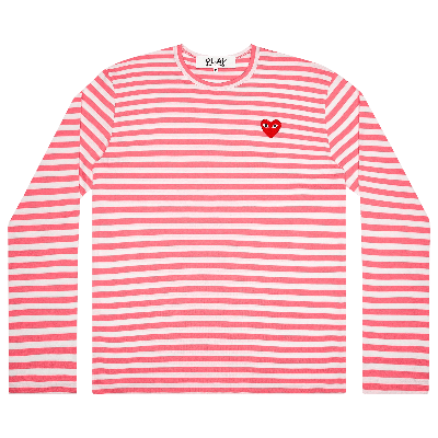 Pre-owned Comme Des Garçons Play Pastelle Striped Long-sleeve Shirt 'pink'