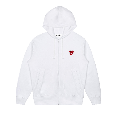 Pre-owned Comme Des Garçons Play Stacked Heart Hooded Sweatshirt 'white'
