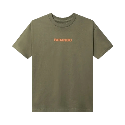Pre-owned Anti Social Social Club X Undefeated Paranoid Tee 'olive' In Green