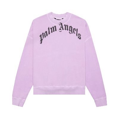 Pre-owned Palm Angels Gd Curved Logo Crewneck 'lilac/black' In Purple