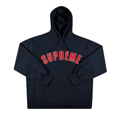 Pre-owned Supreme Pearl Logo Hooded Sweatshirt 'navy' In Blue