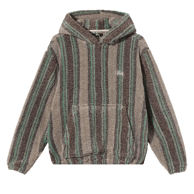 Pre-owned Stussy Stripe Sherpa Hoodie 'tannin' In Multi-color