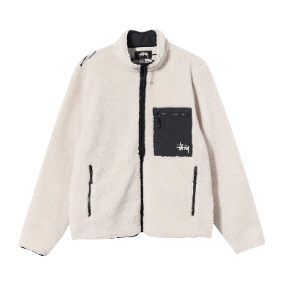 Pre-owned Stussy Venus Jacquard Sherpa Jacket 'natural' In Cream