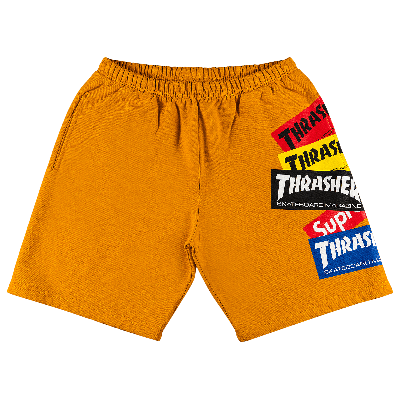 Pre-owned Supreme X Thrasher Multi Logo Sweatshort 'gold'