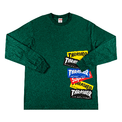 Pre-owned Supreme X Thrasher Multi Logo Long-sleeve Tee 'dark Green'