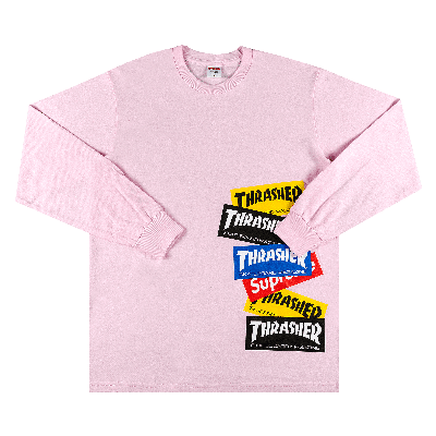 Pre-owned Supreme X Thrasher Multi Logo Long-sleeve Tee 'light Pink'