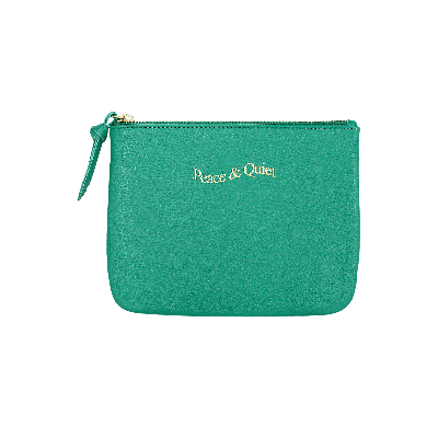 Pre-owned Museum Of Peace And Quiet Museum Of Peace & Quiet Wordmark Pebble Leather Pouch 'green'