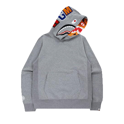 Pre-owned Bape Shark X Tiger Pullover Hoodie 'gray' In Grey