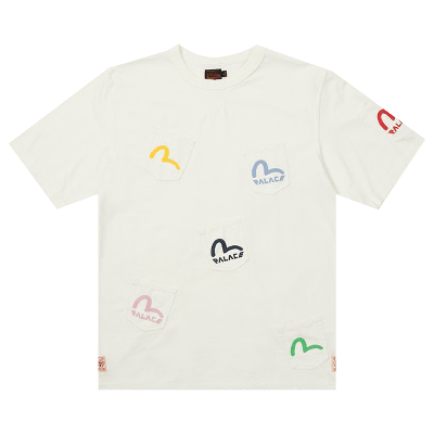 Pre-owned Palace X Evisu Multi Pocket T-shirt 'egret' In White