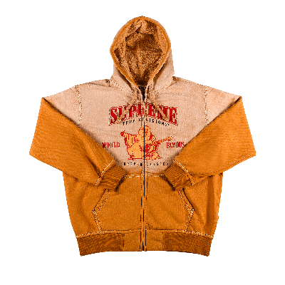 Pre-owned Supreme X True Religion Zip Up Hooded Sweatshirt 'dusty Orange'