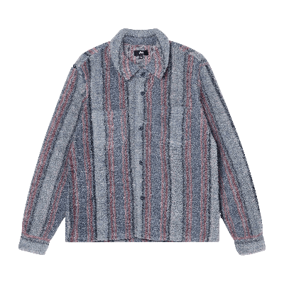 Pre-owned Stussy Stripe Sherpa Shirt 'blue'