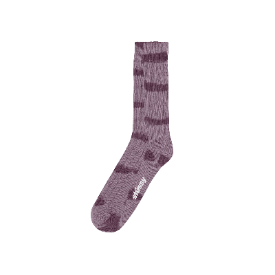 Pre-owned Stussy Dyed Stripe Ribbed Crew Socks 'lavender' In Purple