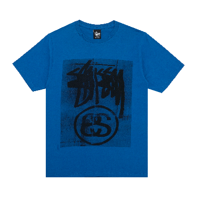 Pre-owned Stussy Stock Link Blur Tee 'blue'
