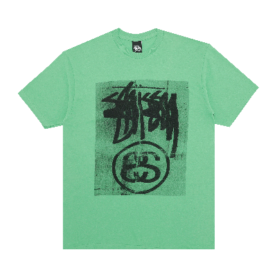 Pre-owned Stussy Stock Link Blur Tee 'green'