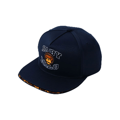 Pre-owned Bape Double Visor Milo Snap Back Cap 'navy' In Blue