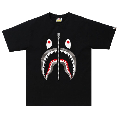 Pre-owned Bape Color Camo Shark Tee 'black/grey'
