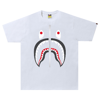 Pre-owned Bape Kids'  Shark Tee 'white'