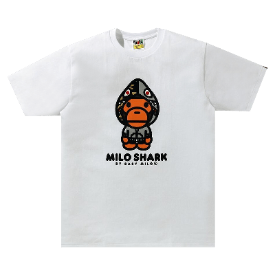 Pre-owned Bape Milo Shark Tee 'white/grey'