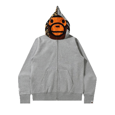 Pre-owned Bape Milo Shark Full Zip Hoodie 'grey'