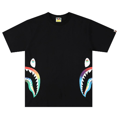 Pre-owned Bape Rainbow Side Shark Tee 'black'