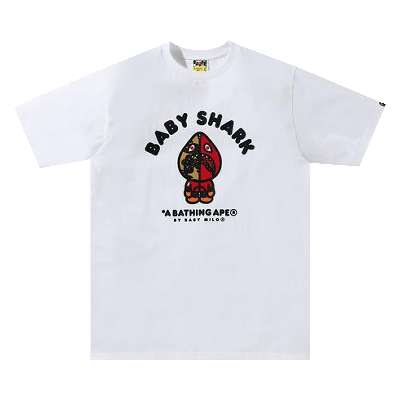 Pre-owned Bape Baby Milo Shark College Tee 'white/red'