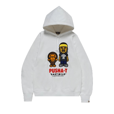 Pre-owned Bape X Pusha-t Baby Milo Pullover Hoodie 'white'
