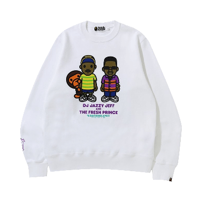 Pre-owned Bape The Fresh Prince And Dj Jazzy Jeff Baby Milo Crewneck 'white'