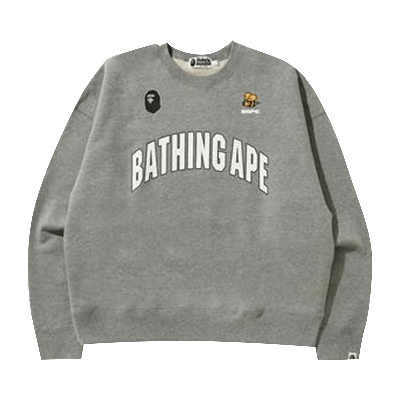 Pre-owned Bape Busy Works Loose Fit College Crewneck 'grey'